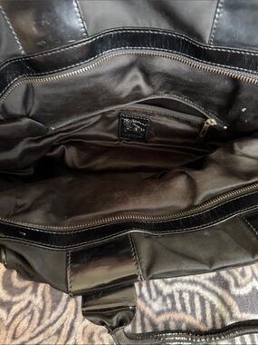 Black Patent Leather Tote Bag - Shiny Black Interior